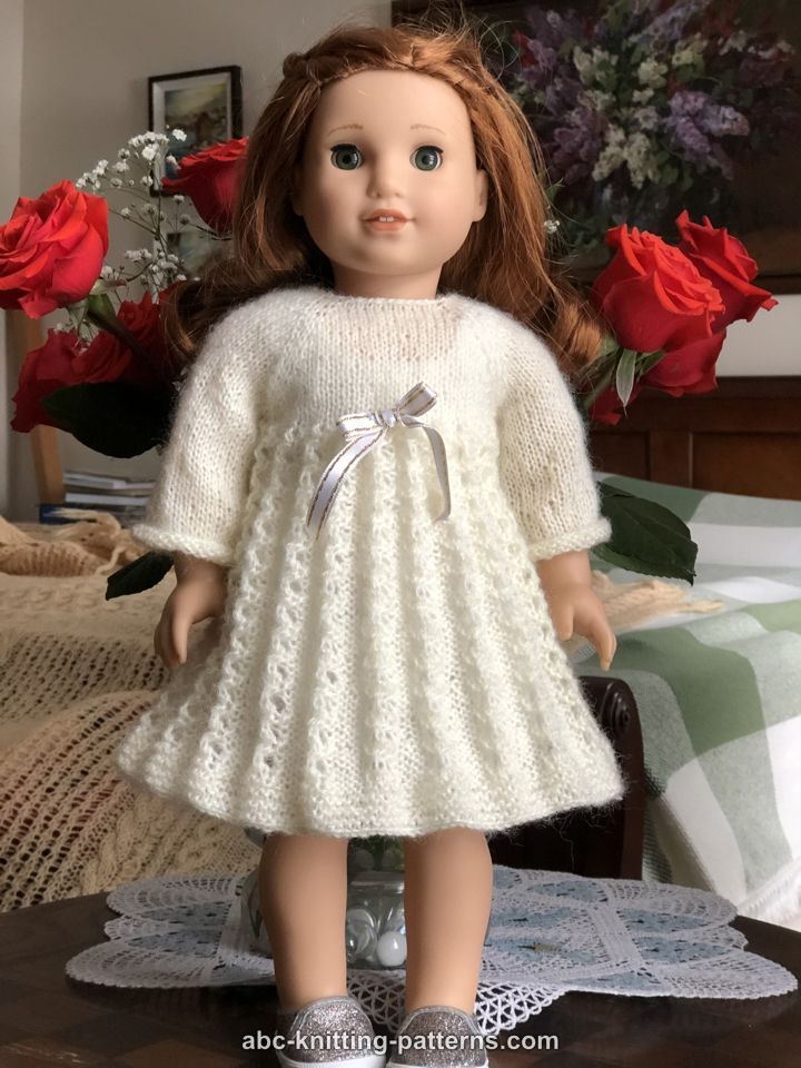 clothes for 18 inch dolls hand knit long-sleeved dress 