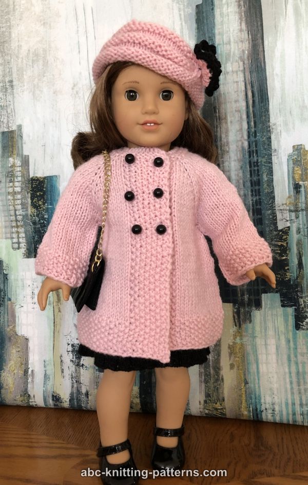 ABC Knitting Patterns - American Girl Doll Vintage Double-Breasted Jacket