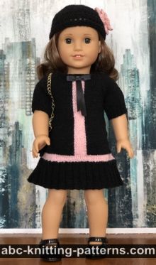 Black-and-Pink Party Dress for 18-inch Doll