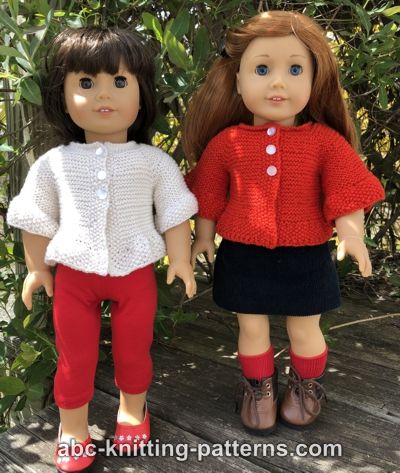 ABC Knitting Patterns - American Girl Doll Vintage Double-Breasted Jacket