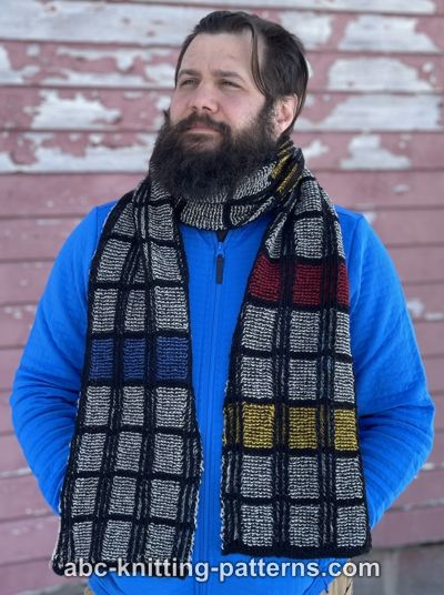 Mondrian Plaid Brioche Scarf