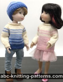 Aspen Vibes Sweater and Hat for 14-inch Dolls Free Knitting Pattern