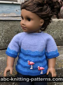 Flamingo Sweater for 18-inch Dolls Free Knitting Pattern