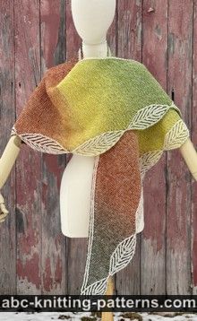 Leaf Border Short Rows Brioche Shawl Free Knitting Pattern
