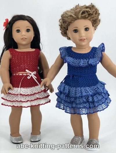 Cropped Blouse and Skirt with Lace Ruffles for 18-inch Doll