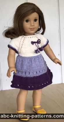 Lilac Dreams Dress for 18-inch Doll Free Knitting Pattern