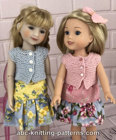 Garter Stitch Cardigan for 14-inch Doll