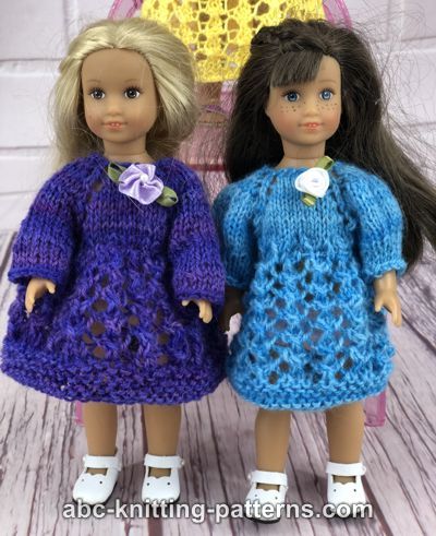 Lace Delight Dress for a 6-inch Doll Free Knitting Pattern