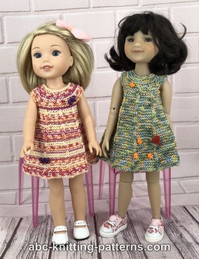 Garter Stitch Sunny Dress for 14-inch Doll