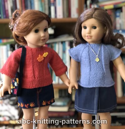 Timeless Raglan Sweater for 18-Inch Doll Free Knitting Pattern