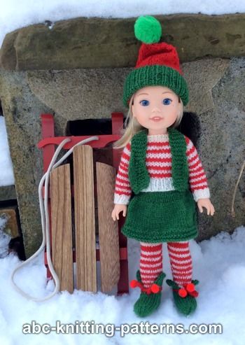 Santa's Elf Outfit for 14 inch Dolls