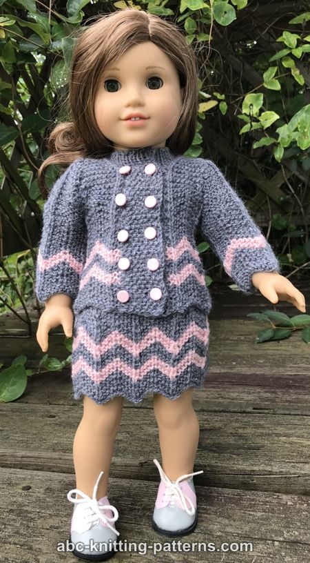 ABC Knitting Patterns - American Girl Doll Chevron Jacket