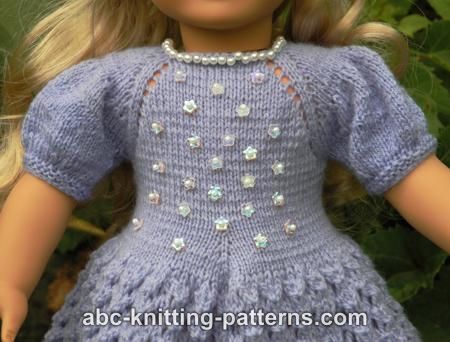 ABC Knitting Patterns - American Girl Doll Snow Princess Dress